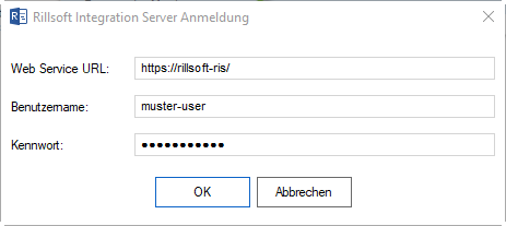 Rillsoft Project Anmeldung am Integration Server