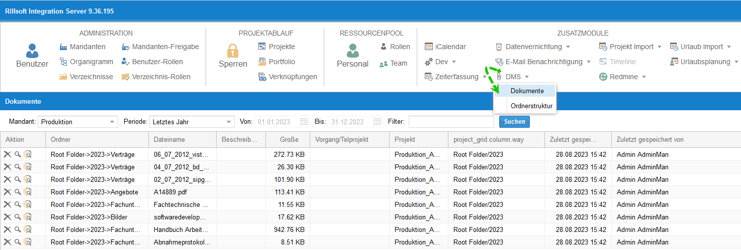 DMS-Modul im Integration Server