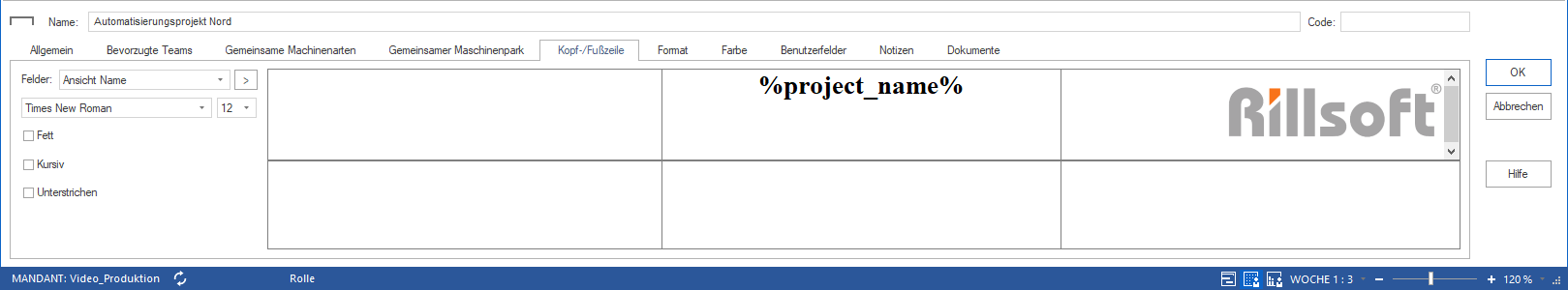 Kopf- und Fußzeilen