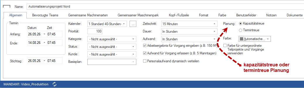kapazitätstreue oder termintreue Projektplanung