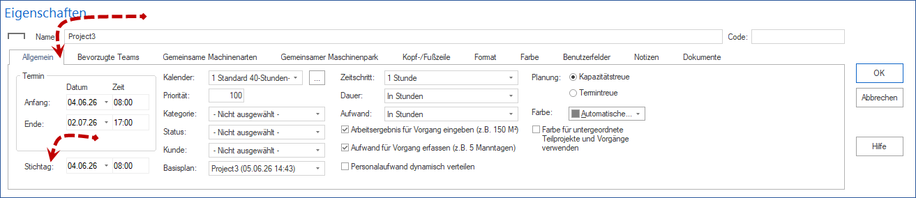 Stichtag setzen