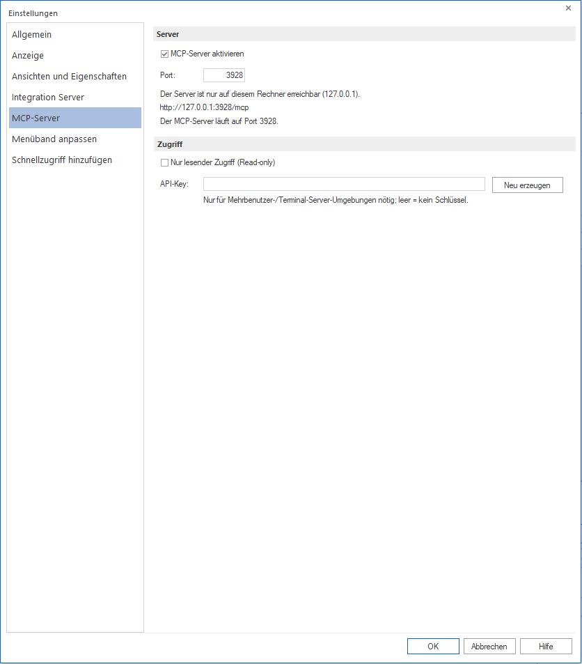 Registerkarte MCP-Server