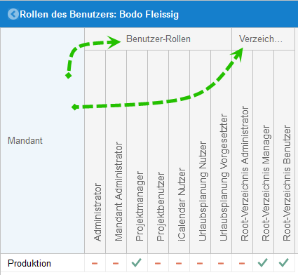 Benutzer-Zugriffsrechte mit Benutzer-Rollen und Verzeichnis-Rollen